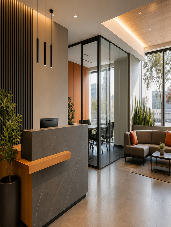 Área de contacto comercial B2B en oficina de Guadalajara